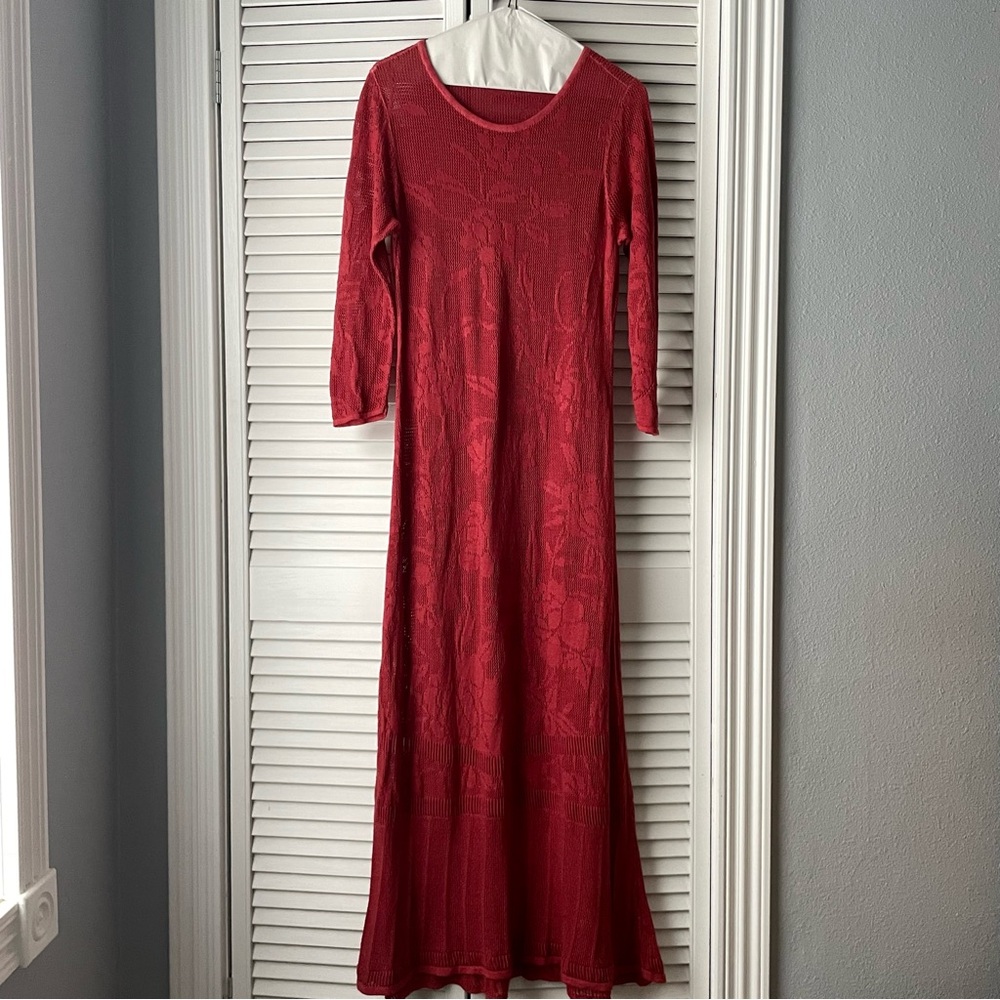 Peruvian Connection Long Sleeve Red Dress